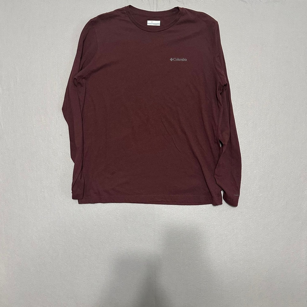 Columbia Omni-Wick Long Sleeve T-Shirt Mens Large Burgundy Maroon Crew Neck